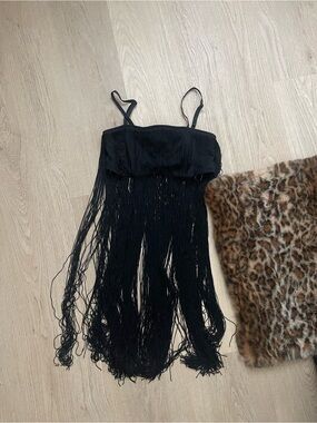 Black Fringe Crop Top